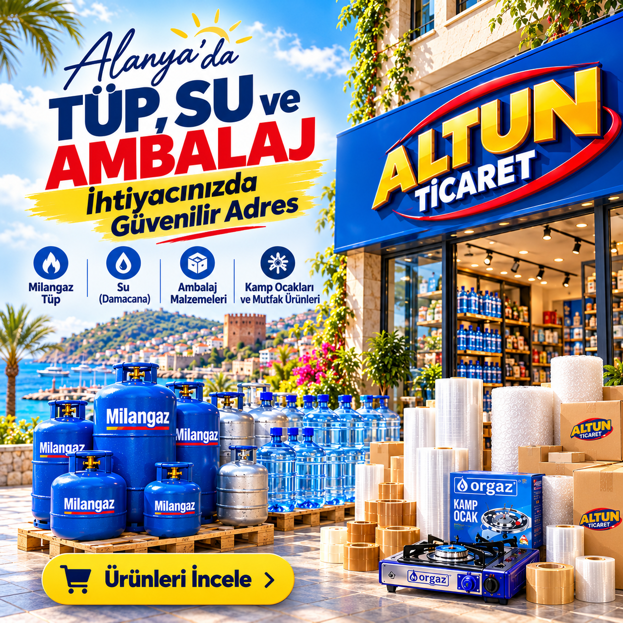 Tüp, Su, Ambalaj; Tek Adreste